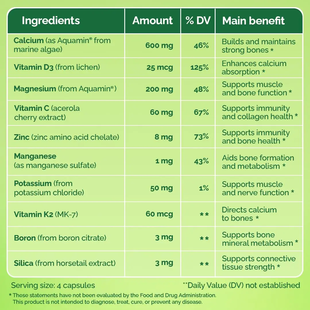 NATURELO 600mg Calcium Supplement for Bone Strength, VIT D3, 120 Capsules | Supports Bone & Joint Health - view 6