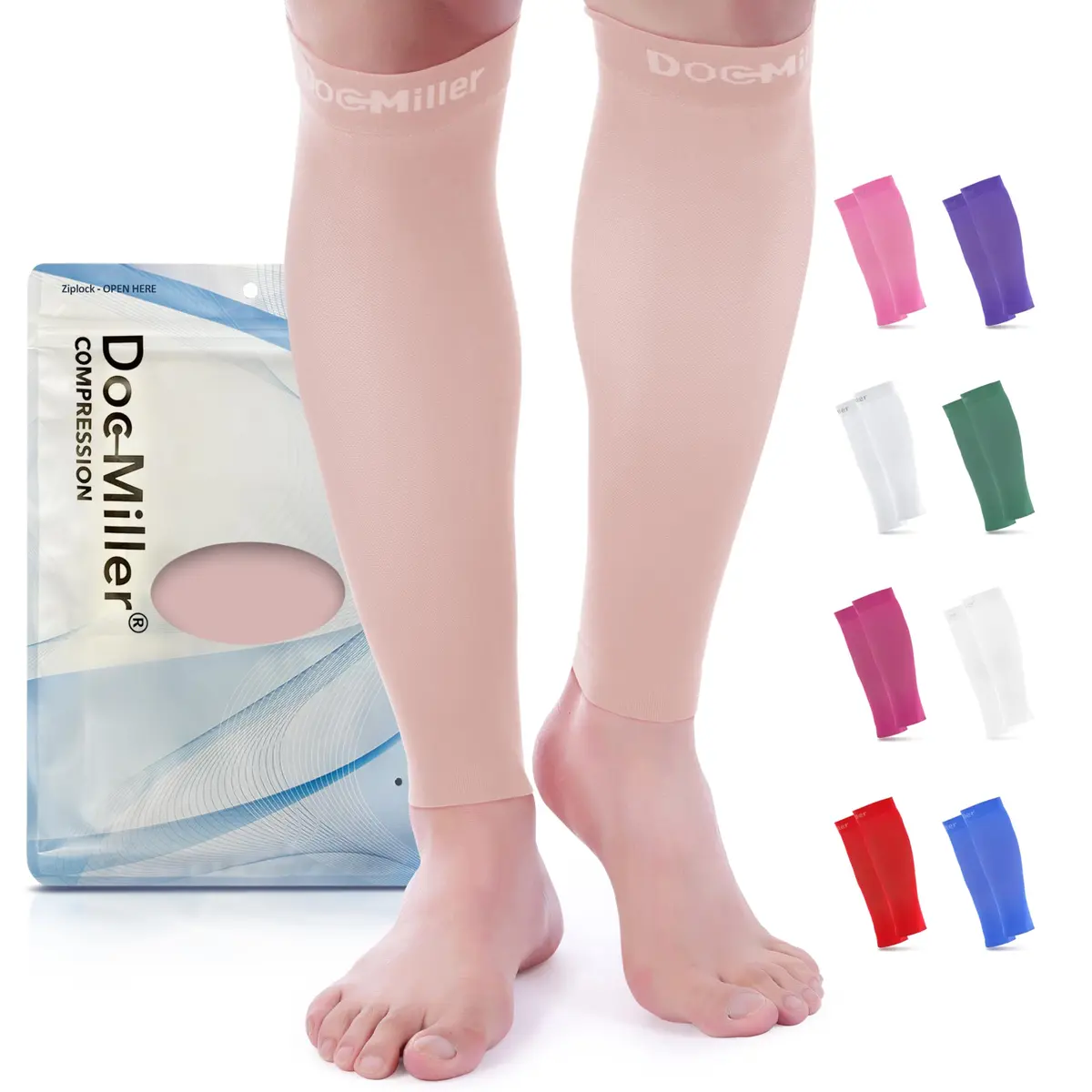 Doc Miller Calf Compression Sleeves 15-20 mmHg | Graduated Leg Support for Active & Recovery - main product image