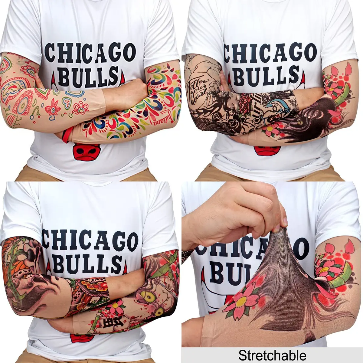 YARIEW Temporary Tattoo Sleeves for Men Arm Sleeves | Realistic Sun Protection & Party Decor (70-120 chars) - view 2