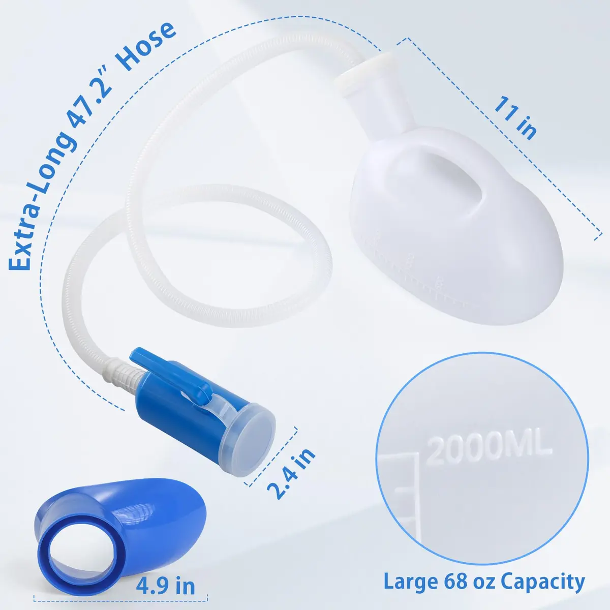 ONEDONE Female Urinal 2000ML Portable Pee Bottle for Women Bed & Travel | Reusable & Easy Clean - view 5
