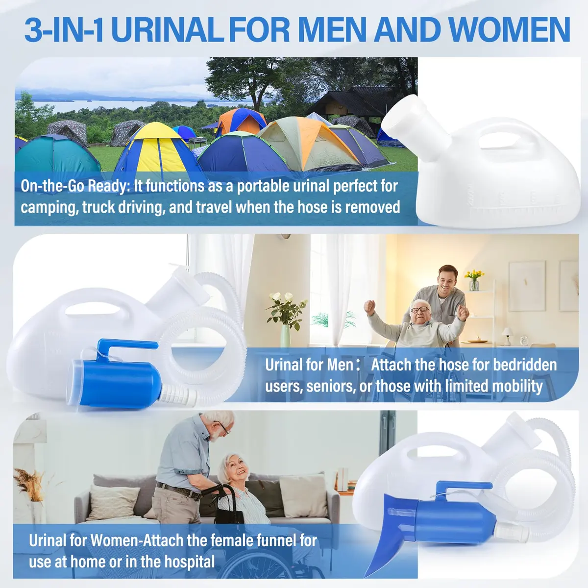 ONEDONE Female Urinal 2000ML Portable Pee Bottle for Women Bed & Travel | Reusable & Easy Clean - view 2