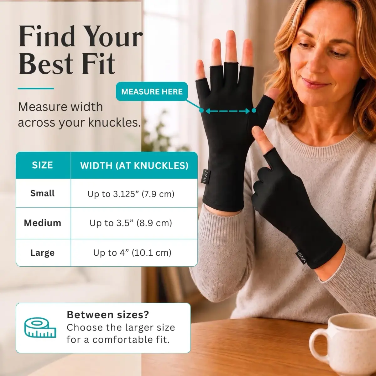 Vive Arthritis Gloves Small Black | Compression Therapy for Joint Pain Relief with Open Finger Design - view 5