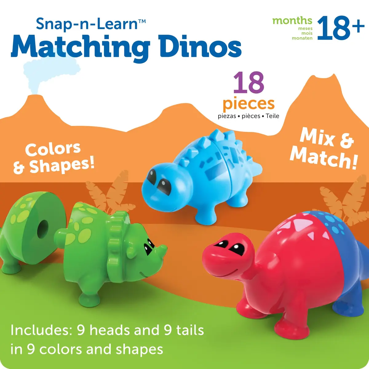 Learning Resources Snap-n-Learn Matching Dinos - Dinosaur Toys, 9-Piece Set | Educational Toddler Fine Motor Skills - view 6