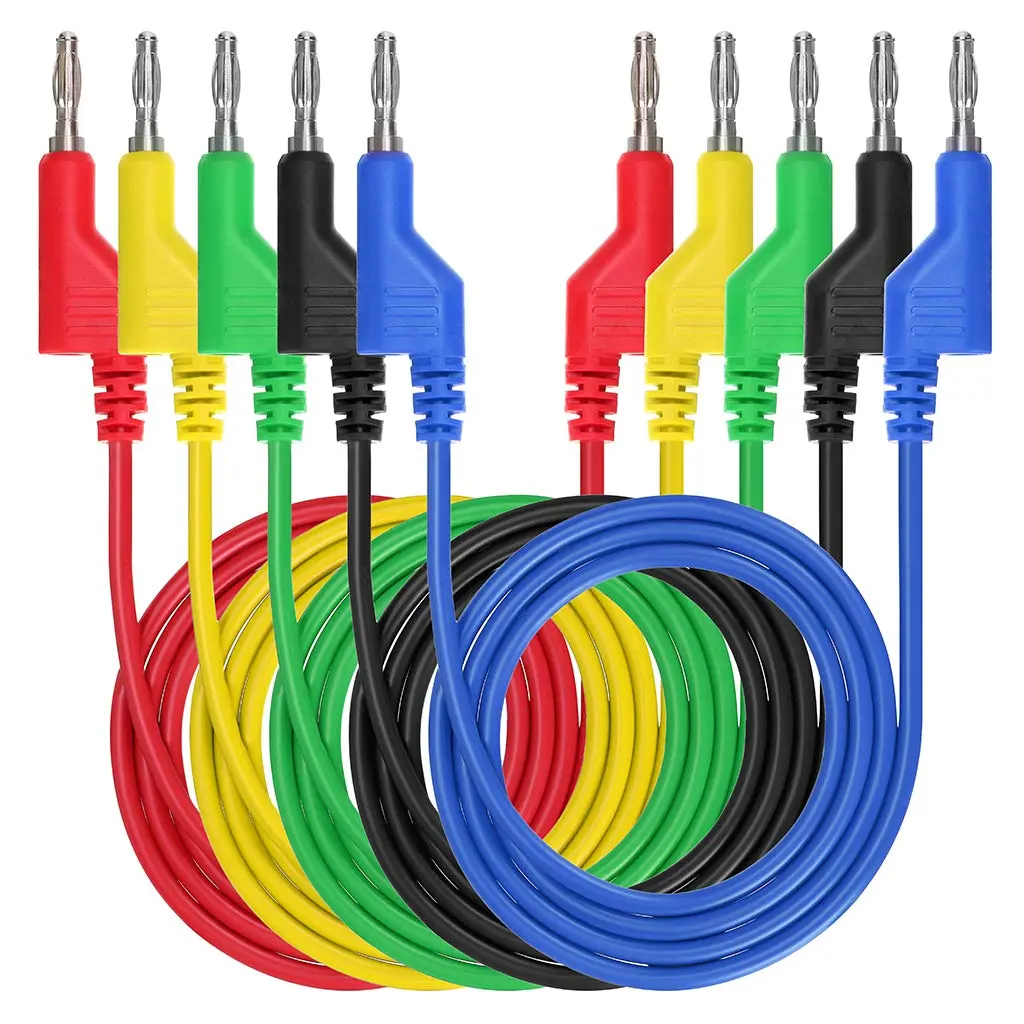 Sumnacon 5-Piece 4mm Banana Plug Test Leads Set | 1m Flexible Silicone, 1000V/15A - main product image