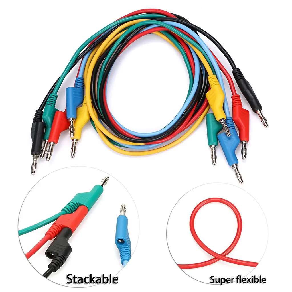Sumnacon 5-Piece 4mm Banana Plug Test Leads Set | 1m Flexible Silicone, 1000V/15A - view 3