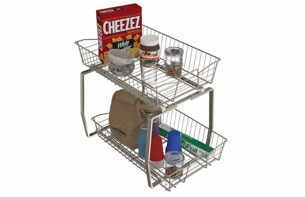 ClosetMaid 14 in. Pull Out Cabinet Organizer 2 Tier Nickel | Heavy Duty Slide Out Pantry Shelves - view 5