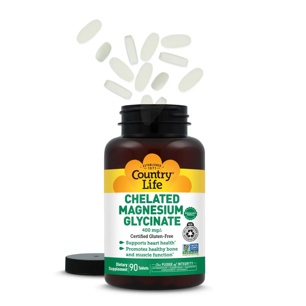 Country Life Chelated Magnesium Glycinate 400mg | Supports Muscle, Bone & Calm (120 chars) - view 8
