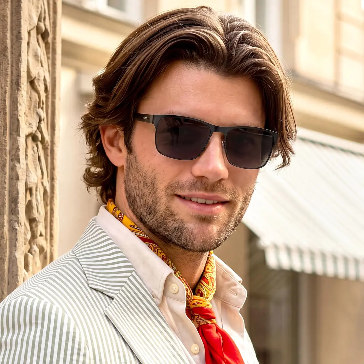 CARFIA Polarized Sunglasses for Men Spring Hinge Metal Frame CA5225 | Classic Square Design with UV400 Protection - view 3