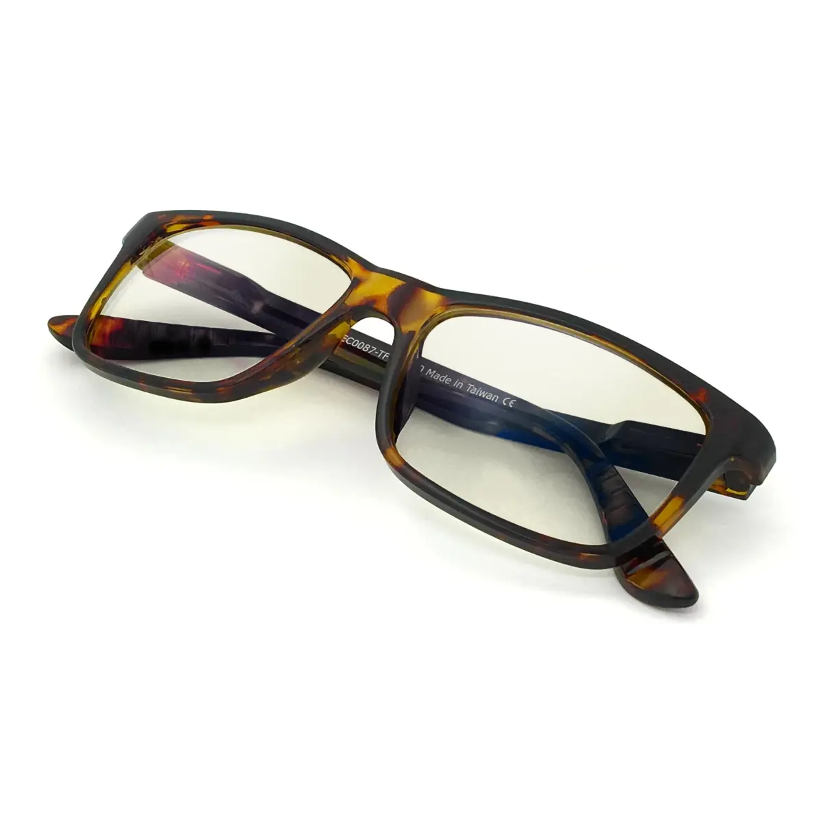 J+S Haka Rectangle Tortoise Blue Light Blocking Glasses with Low Color Distortion Lens - main product image