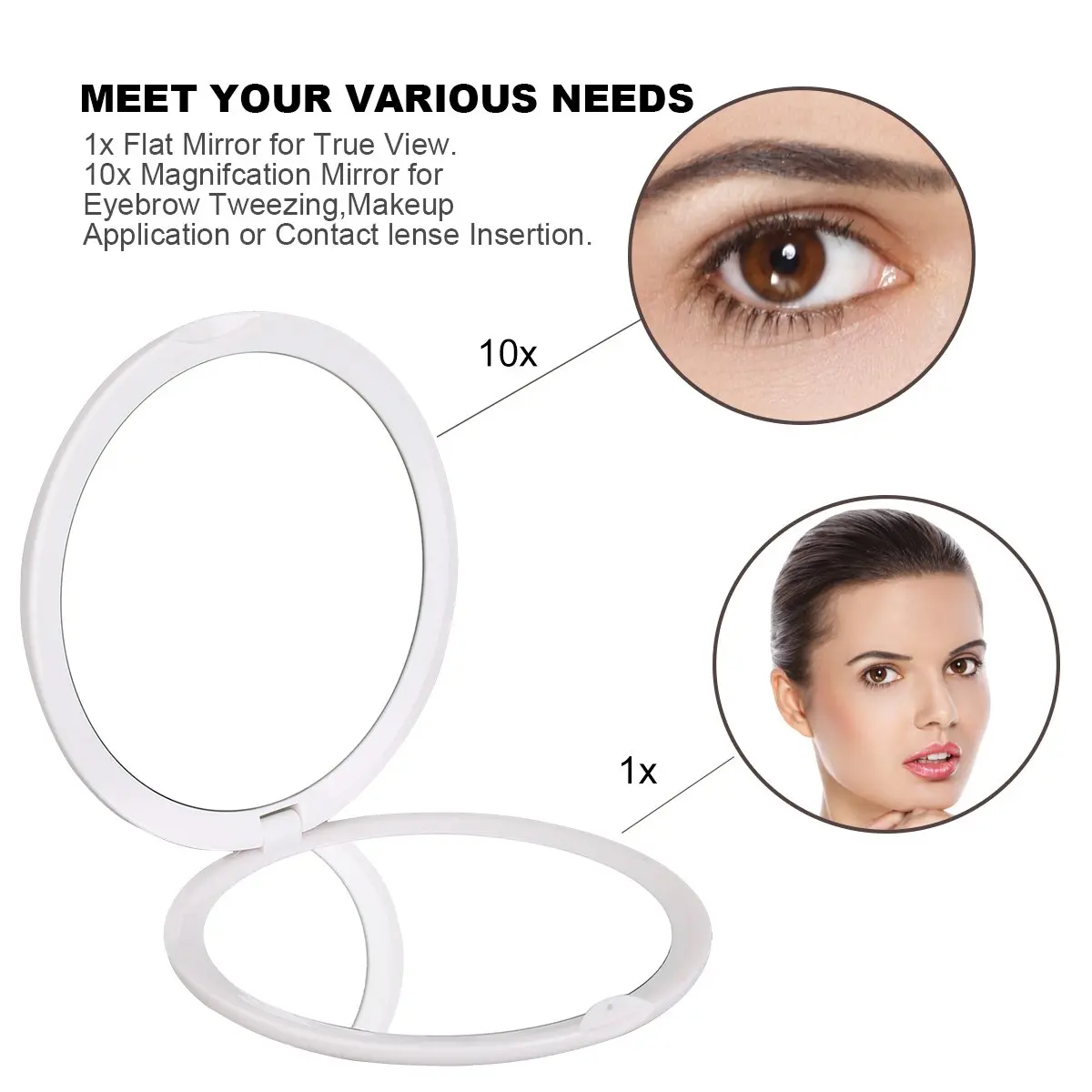 deweisn Magnifying Compact Cosmetic Mirror 4" | 10x Magnification & True View for Travel & Purse - view 3