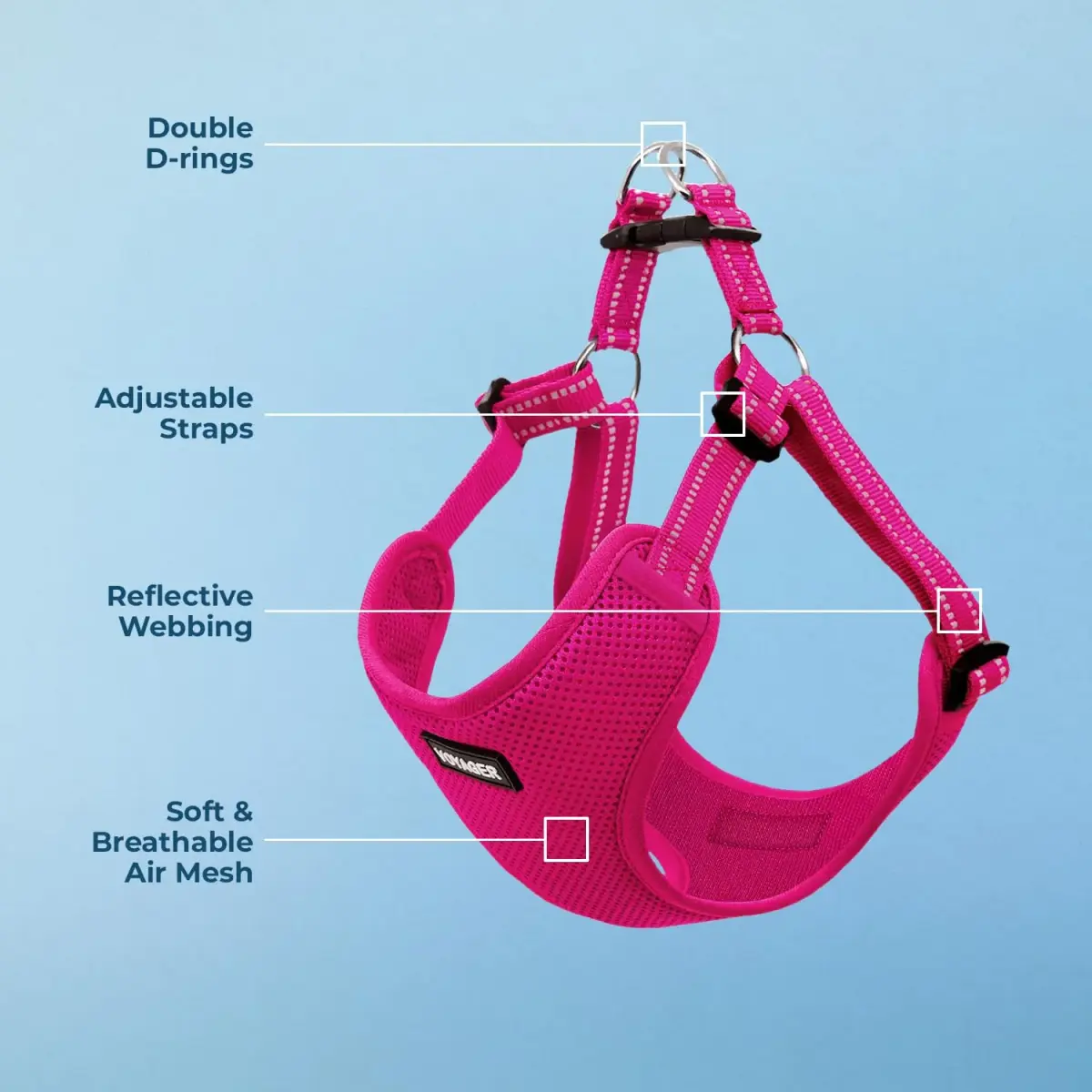 Voyager Step-in Flex Adjustable Dog Harness Fuchsia Medium | No-Pull, Breathable Air Mesh, Reflective Safety - view 3