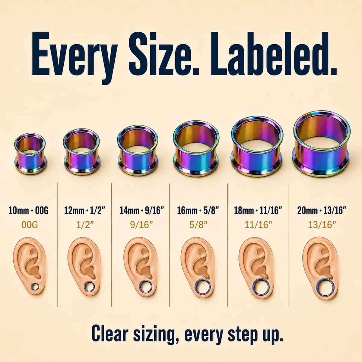 BodyJ4You 24PC Ear Gauge Stretching Kit - 00G-20mm Rainbow Stainless Steel Tapers & Tunnels - view 6