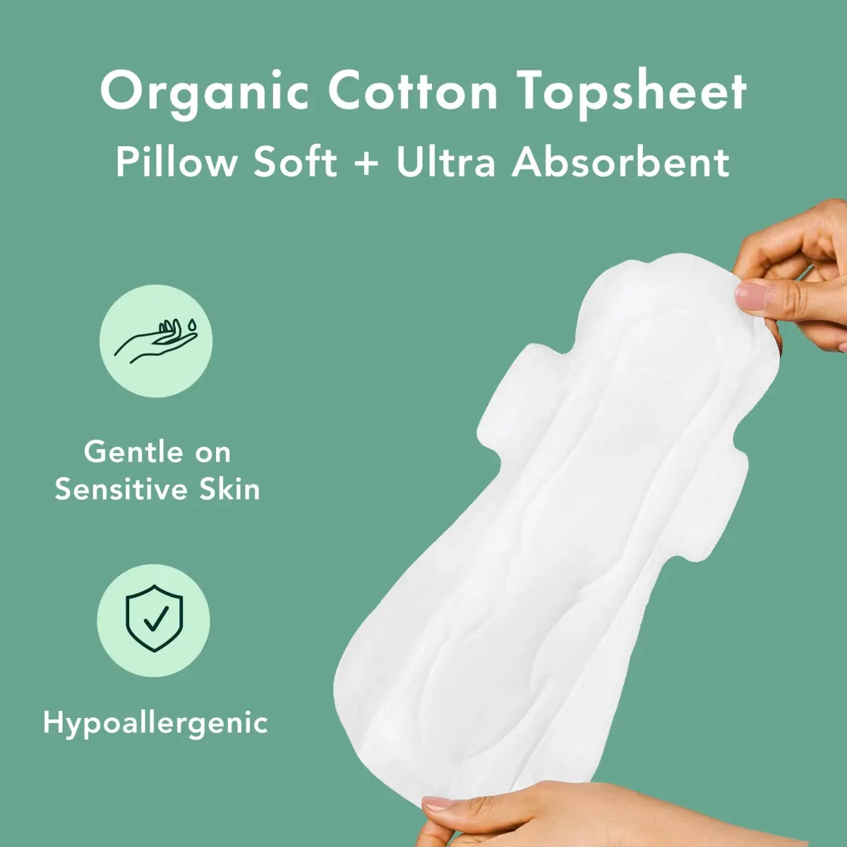 Rael Organic Cotton Cover Sanitary Pads for Women, Heavy Overnight 20 Ct | Made with 100% Organic Cotton - view 4