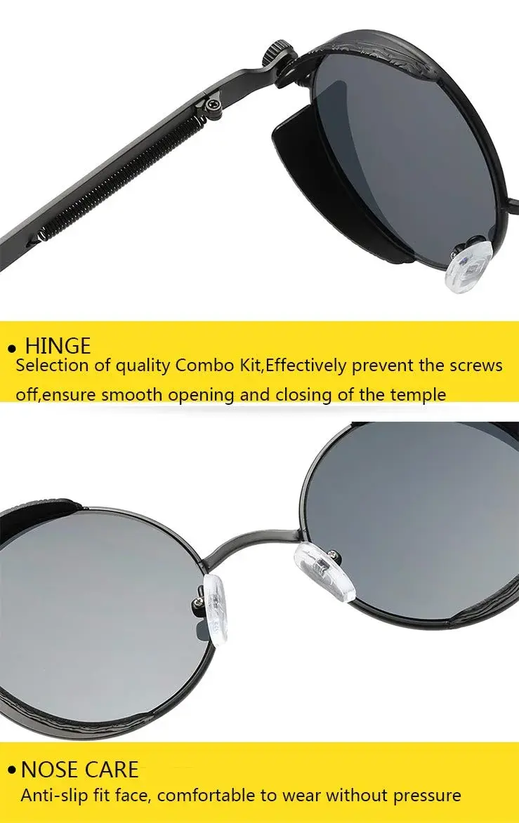 Dollger Round Mirrored Sunglasses 48mm (1.9in) | Vintage Steampunk Style with UV400 Protection - view 9