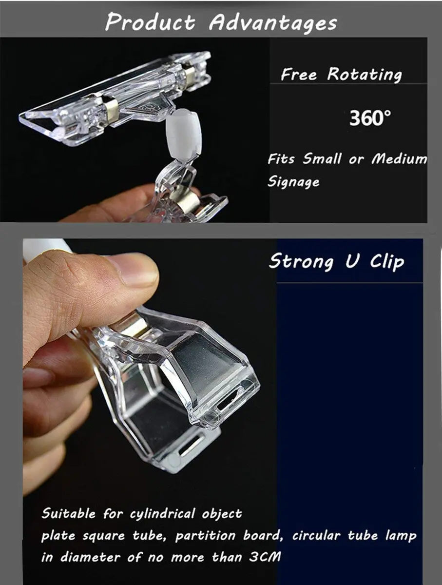 Lopalemry Plastic Merchandise Sign Clip Rotatable Pop Clip-on Holder Stand 4.13x3.15 inch | Clear Acrylic Sign Holder for Store Displays - view 4