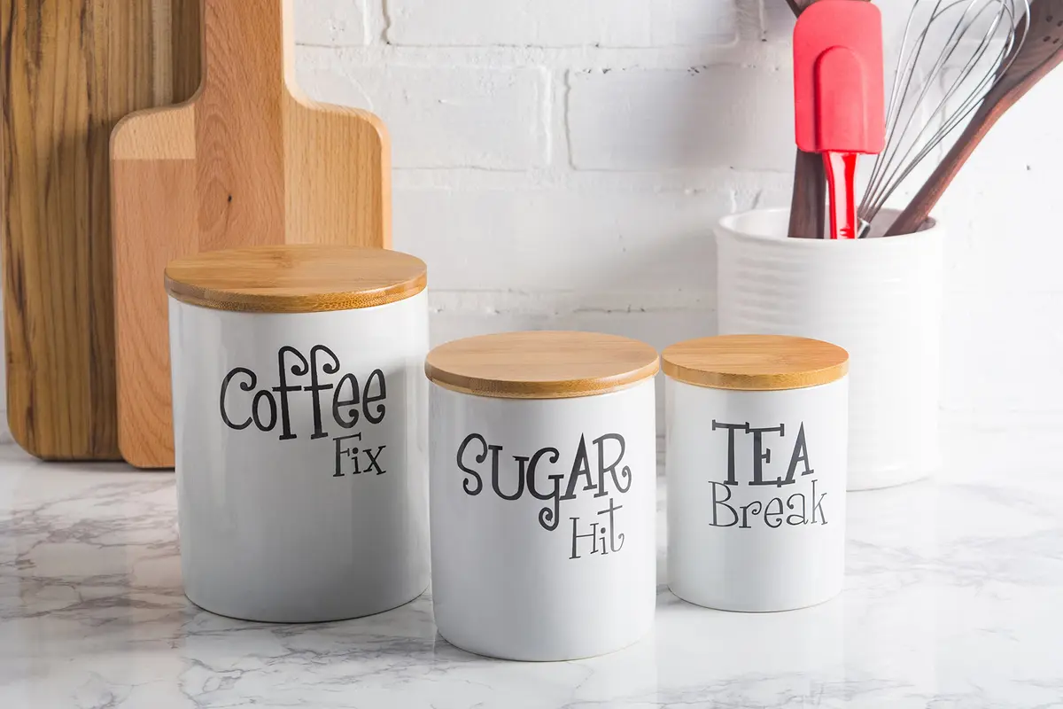 DII Canister Set 3 Piece | Ceramic Food Storage Containers in White - view 6