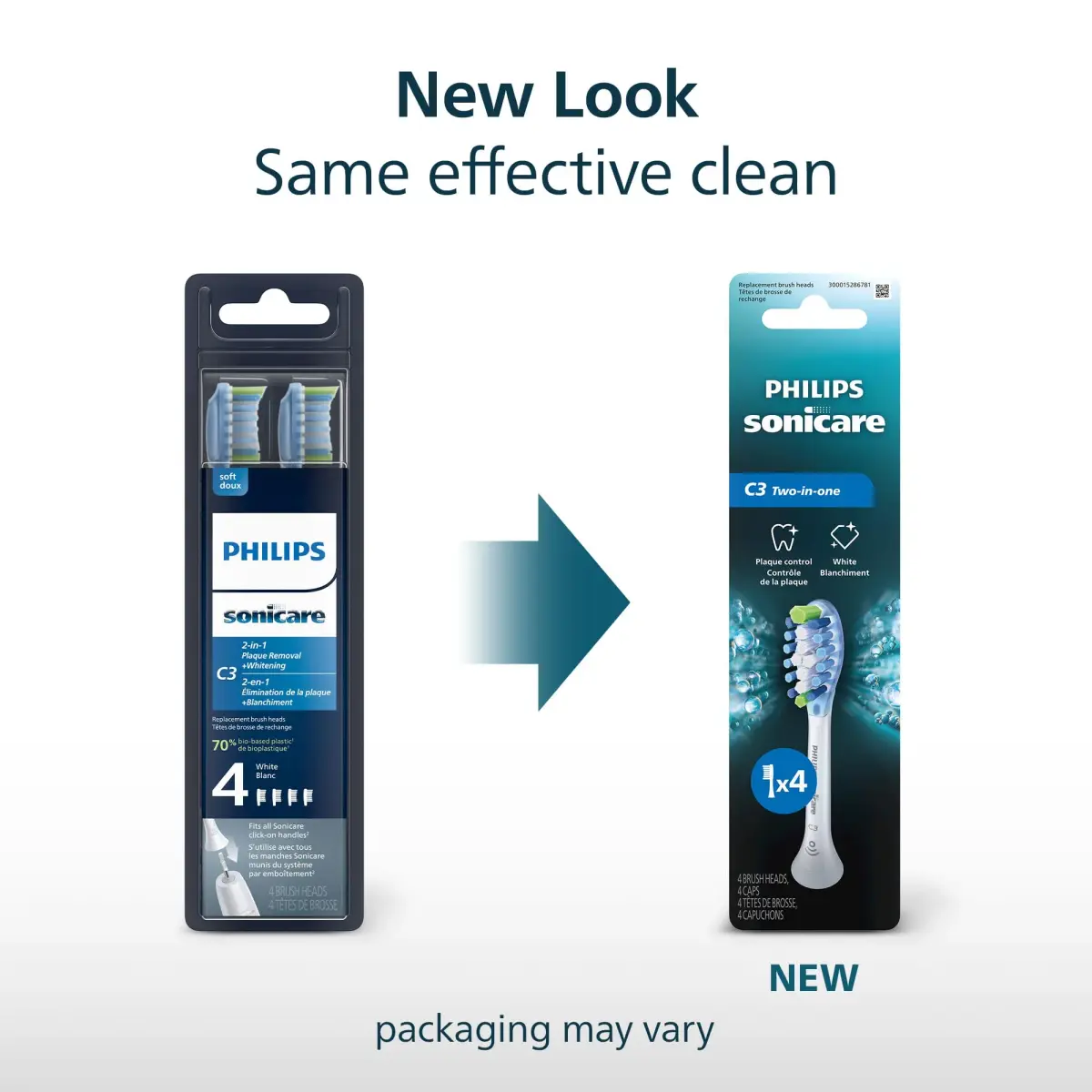 Philips Sonicare C3 Two-in-One Genuine Replacement Electric Toothbrush Heads 4 Pack | Deep Plaque Removal & Whitening - view 2