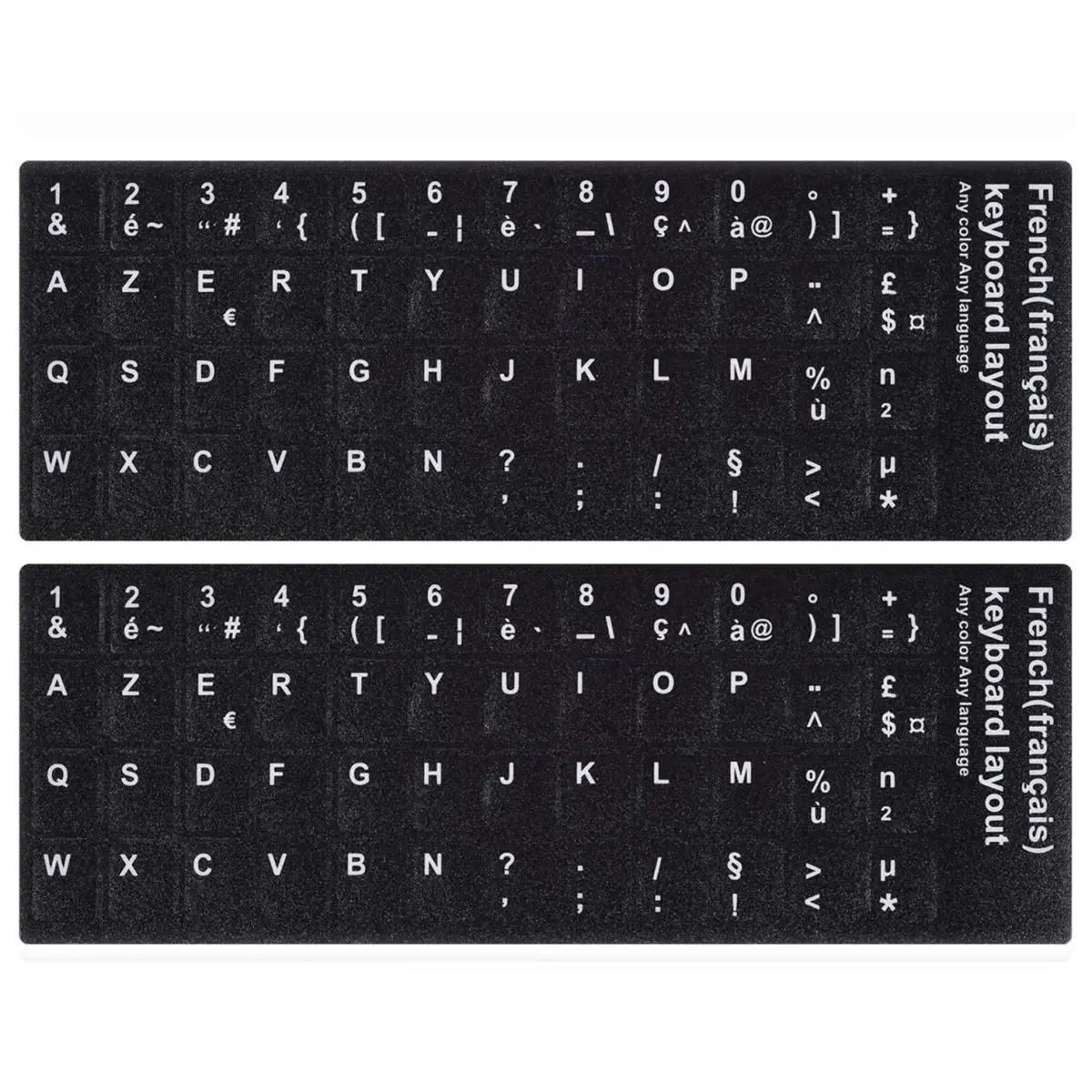 CaseBuy French Keyboard Stickers 2-Pack | Matte Vinyl with White Letters for Laptops & PCs - main product image