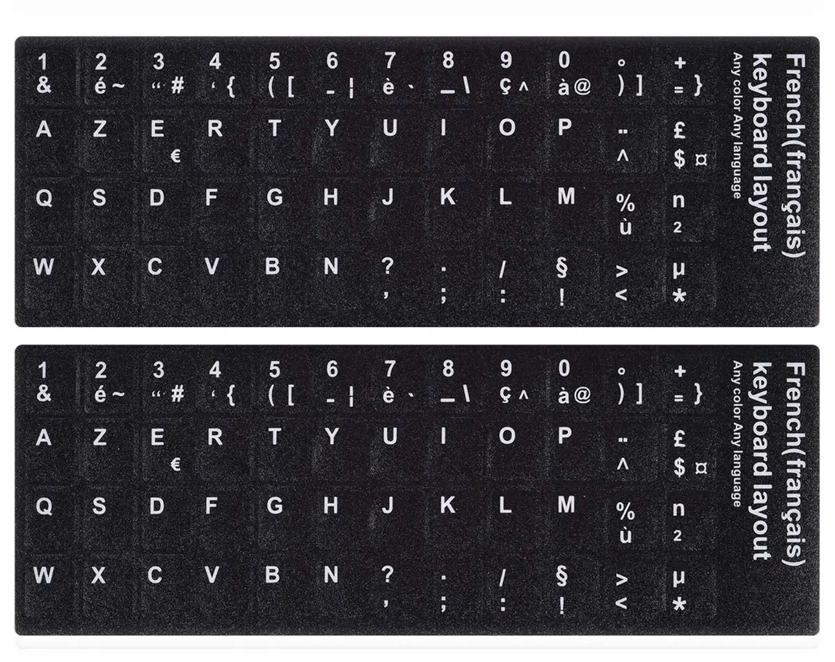 CaseBuy French Keyboard Stickers 2-Pack | Matte Vinyl with White Letters for Laptops & PCs - main product image