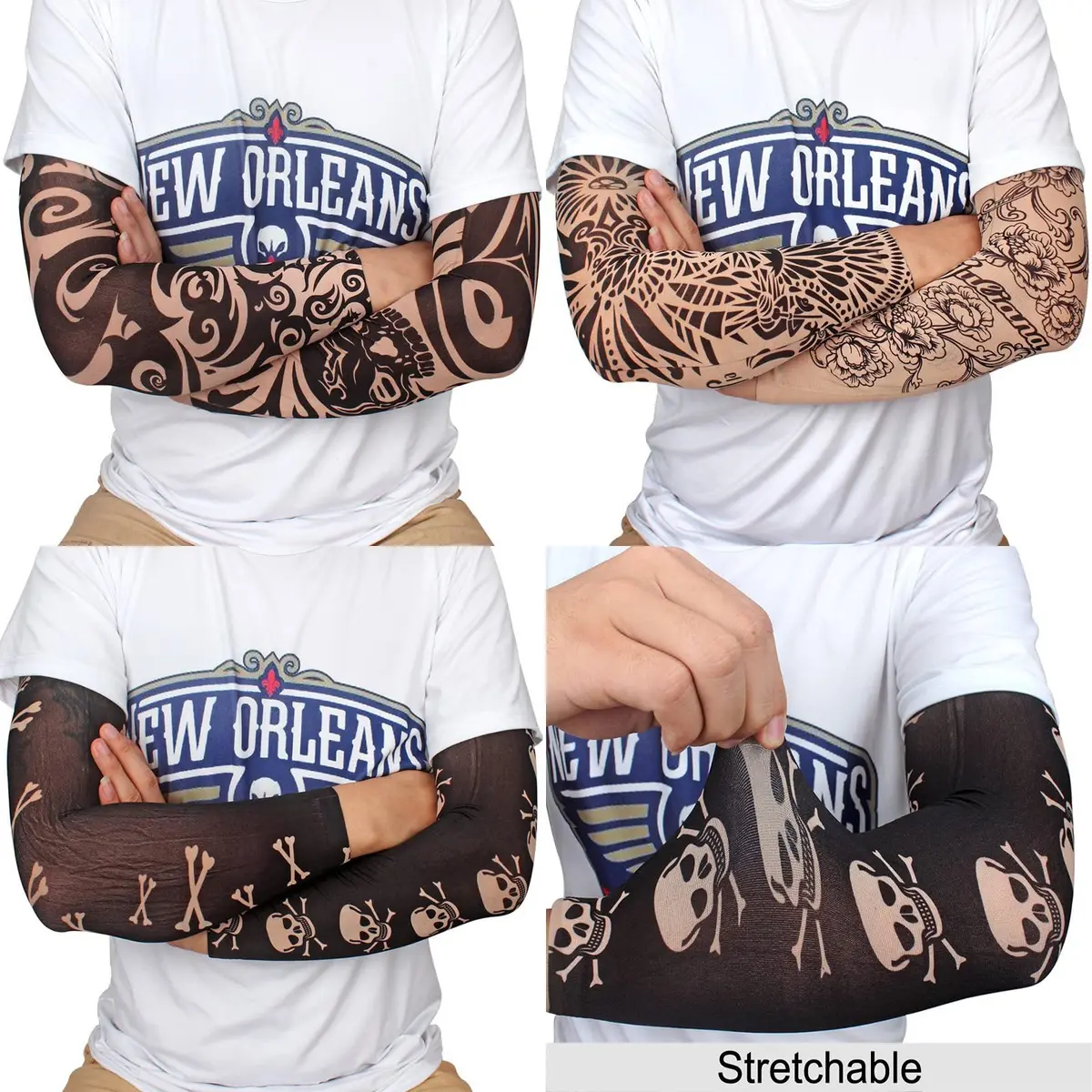 YARIEW Temporary Tattoo Sleeves for Men Arm Sleeves | Realistic Sun Protection & Party Decor (15.4 inch, stretchable) - view 2