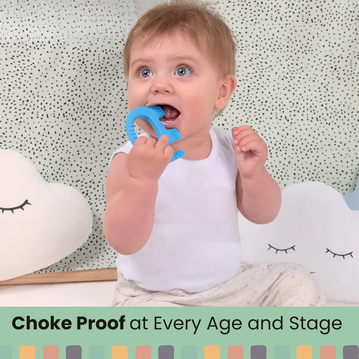 Baby Elefun Baby Teething Toys 0-6 Months | 5X Pain Relief, Non-Toxic Silicone, Portable & Safe (Blue) - view 7