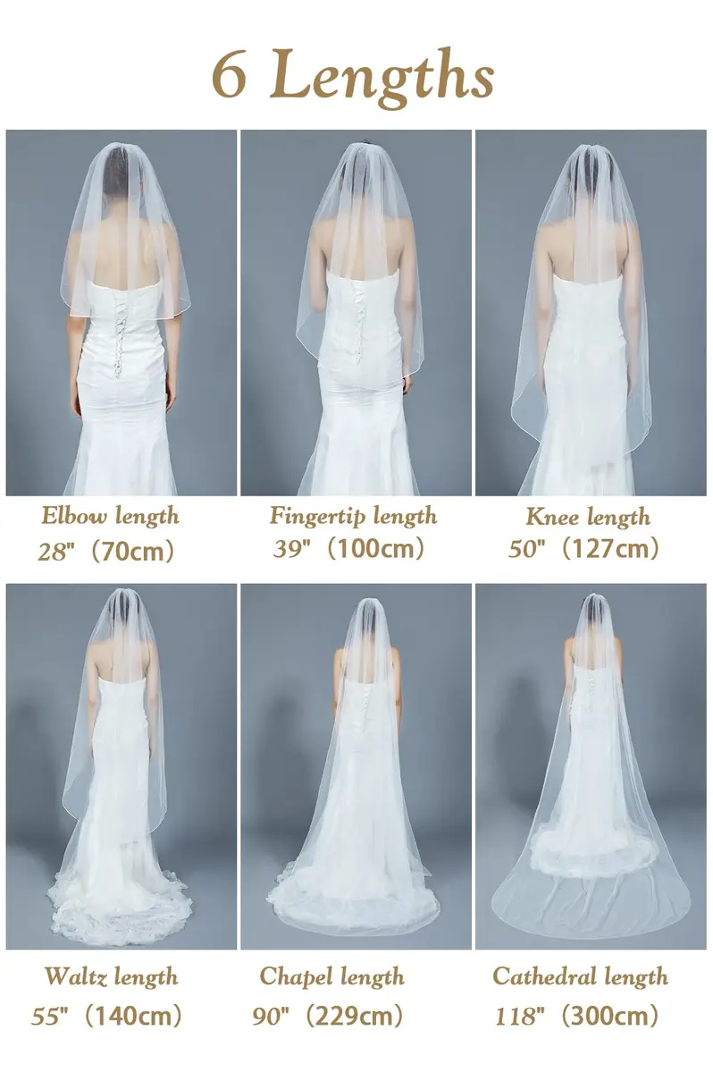 BEAUTELICATE Wedding Bridal Veil with Comb 1 Tier Cut Edge | Elegant 118" Cathedral Length Tulle - view 5