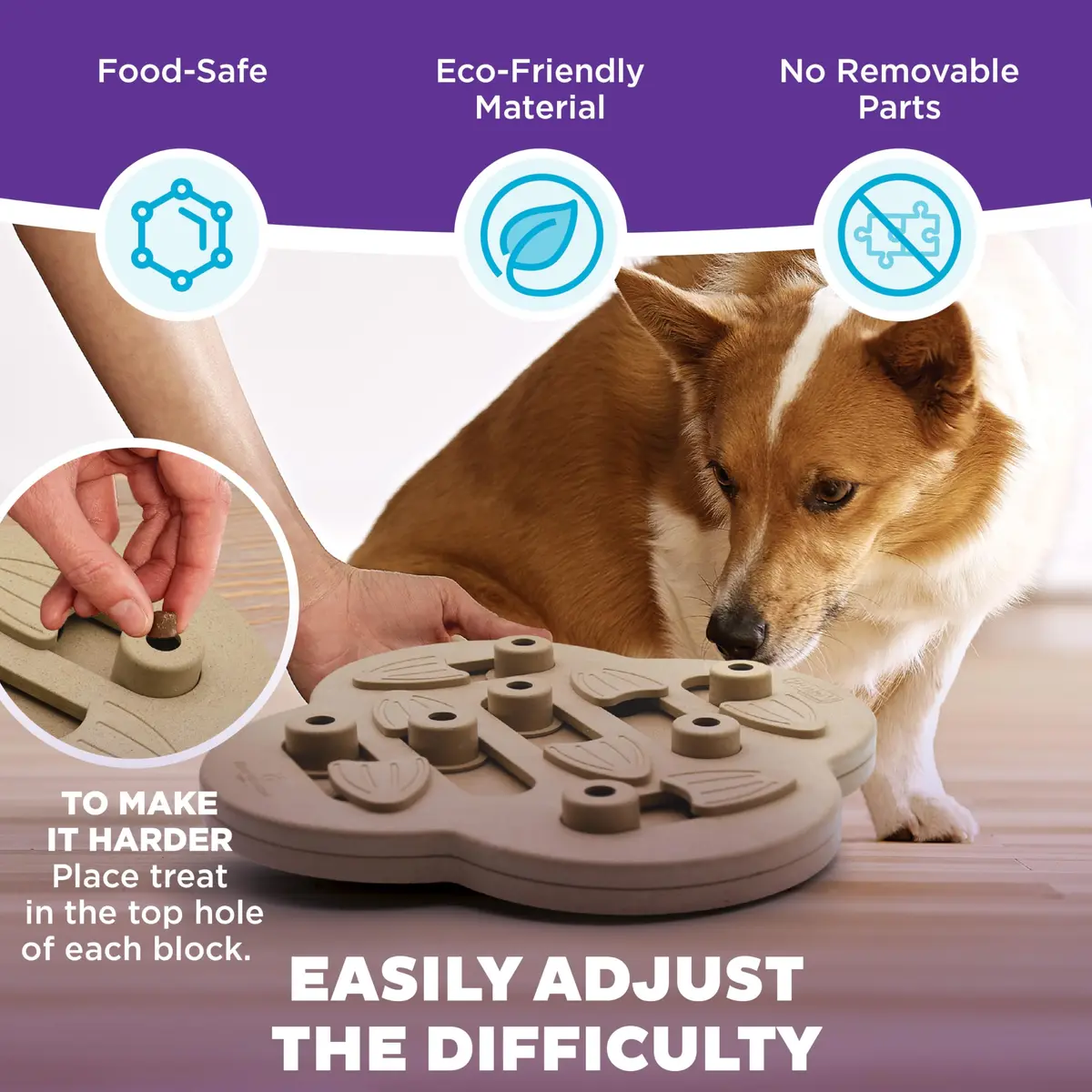 Outward Hound Dog Hide N' Slide Treat Puzzle Toy Level 2 Intermediate Tan | Interactive Dog Enrichment - view 4
