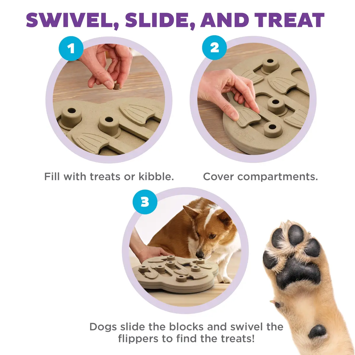 Outward Hound Dog Hide N' Slide Treat Puzzle Toy Level 2 Intermediate Tan | Interactive Dog Enrichment - view 3
