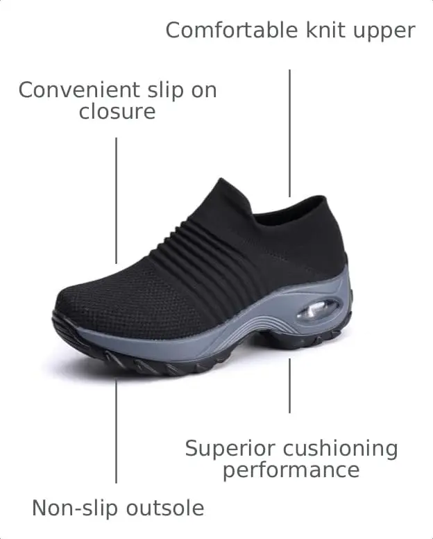 LEADER SHOW Women's Slip-On Walking Shoes 7 | Casual Loafers with Platform Heel (4cm) for Daily Comfort - view 3
