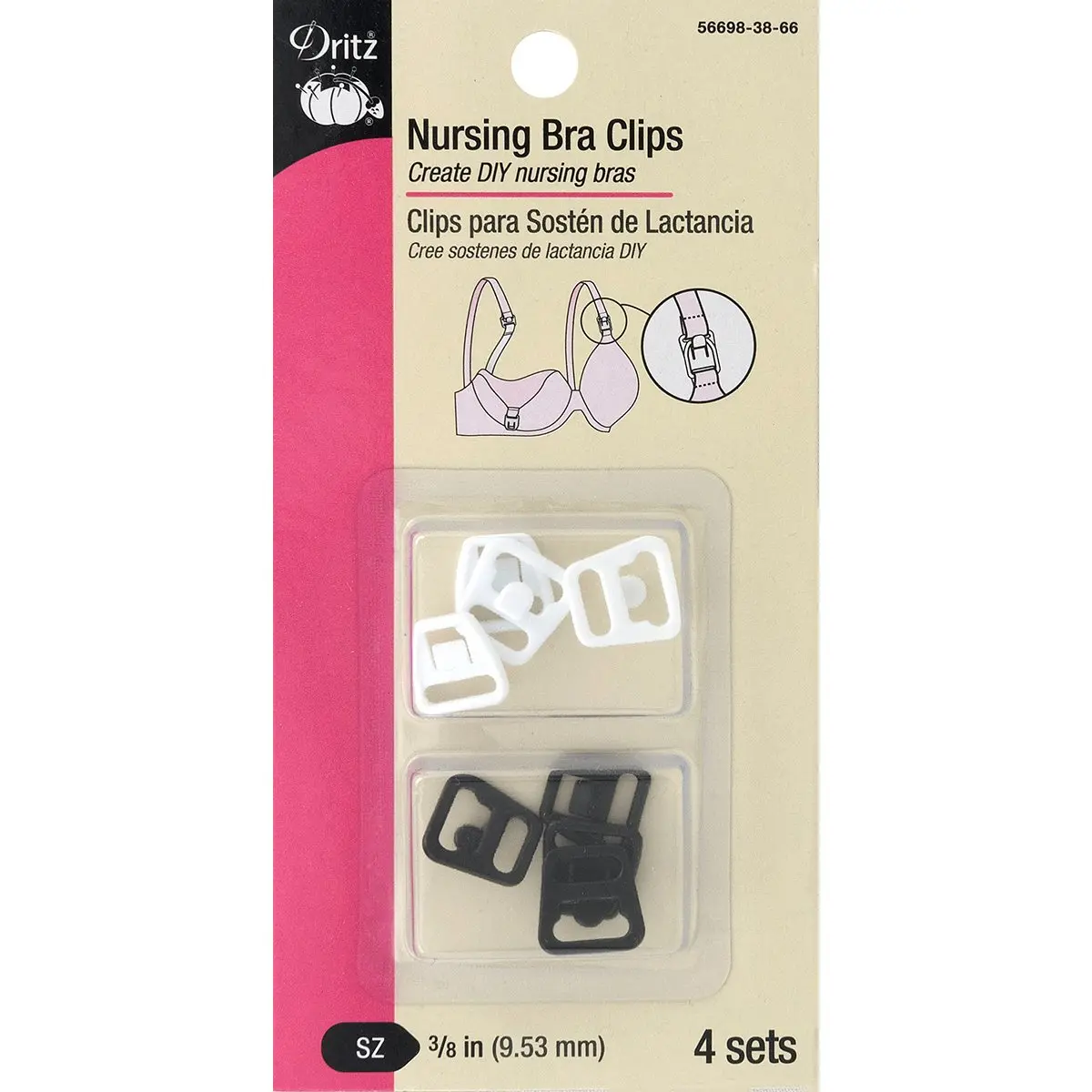 Dritz Top Bra Clips, Black & White, 3/8-Inch | Easy Nursing Access, Fits Bras & Sleepwear - main product image