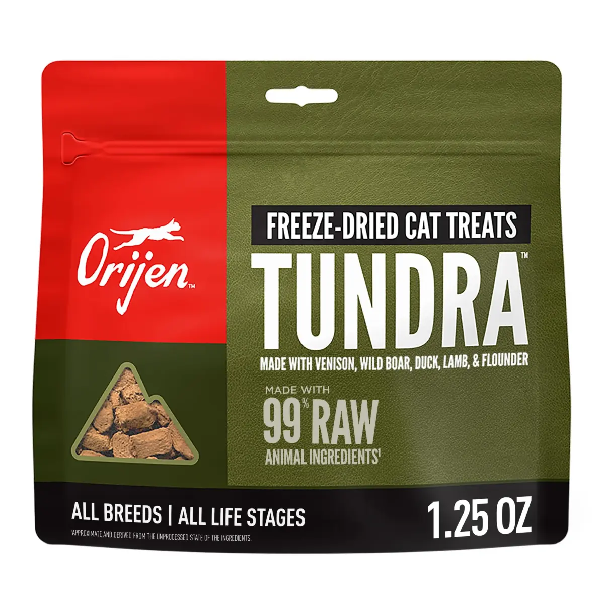 ORIJEN TUNDRA Freeze Dried Cat Treats 1.25oz (35g) | 99% Animal Ingredients, High Protein, 1 Calorie Each - main product image