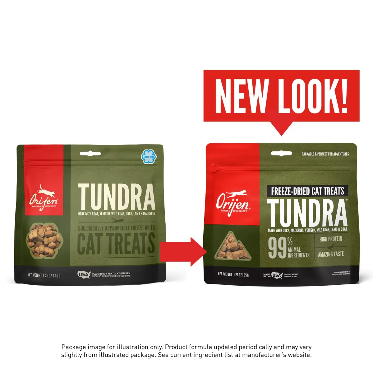 ORIJEN TUNDRA Freeze Dried Cat Treats 1.25oz (35g) | 99% Animal Ingredients, High Protein, 1 Calorie Each - view 6