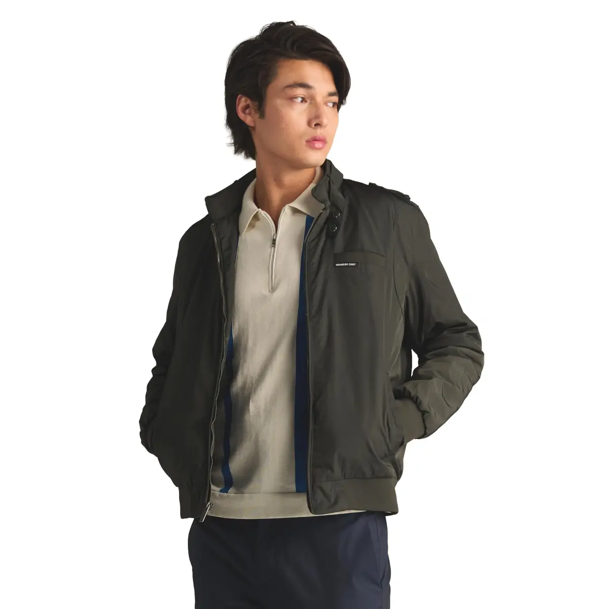 Members Only Men's Iconic Racer Quilted Lining & Slim Fit Jacket (Dark Green, Small) | Slim Fit Windbreaker for Men - view 2