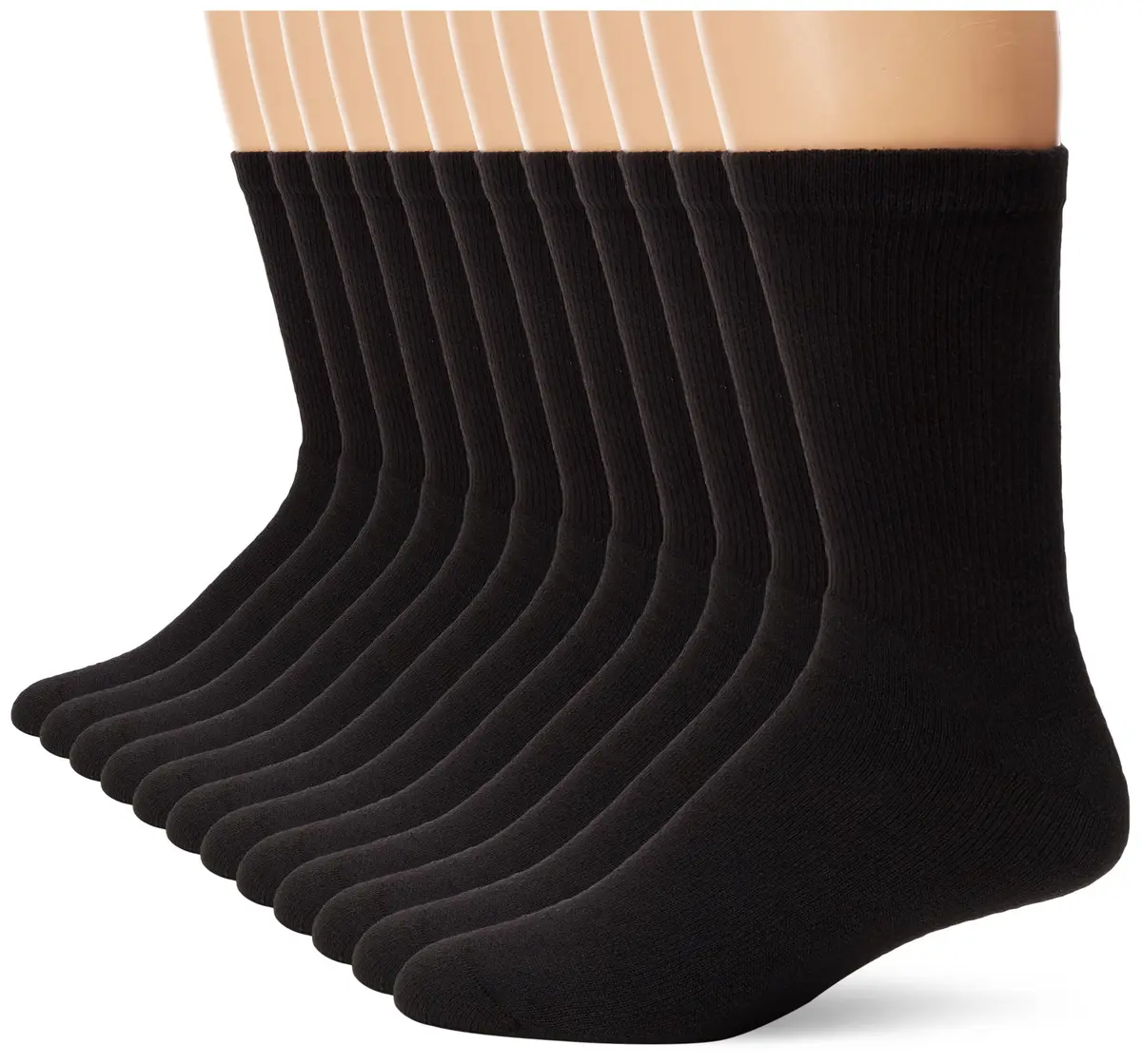 Hanes Classics Men's Crew Socks Multi-Pack Black 12 Pairs | Odor-Free Comfort - main product image