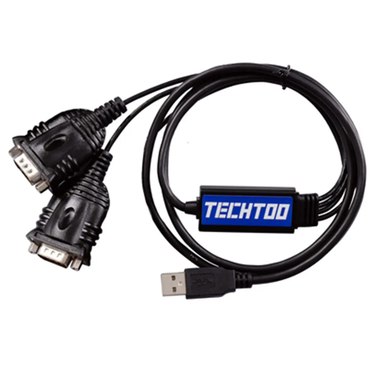 TECHTOO FTDI Chip USB to RS232 Serial Adapter Cable 1m (3ft) Male-to-Male | Connects PCs to Serial Devices - main product image