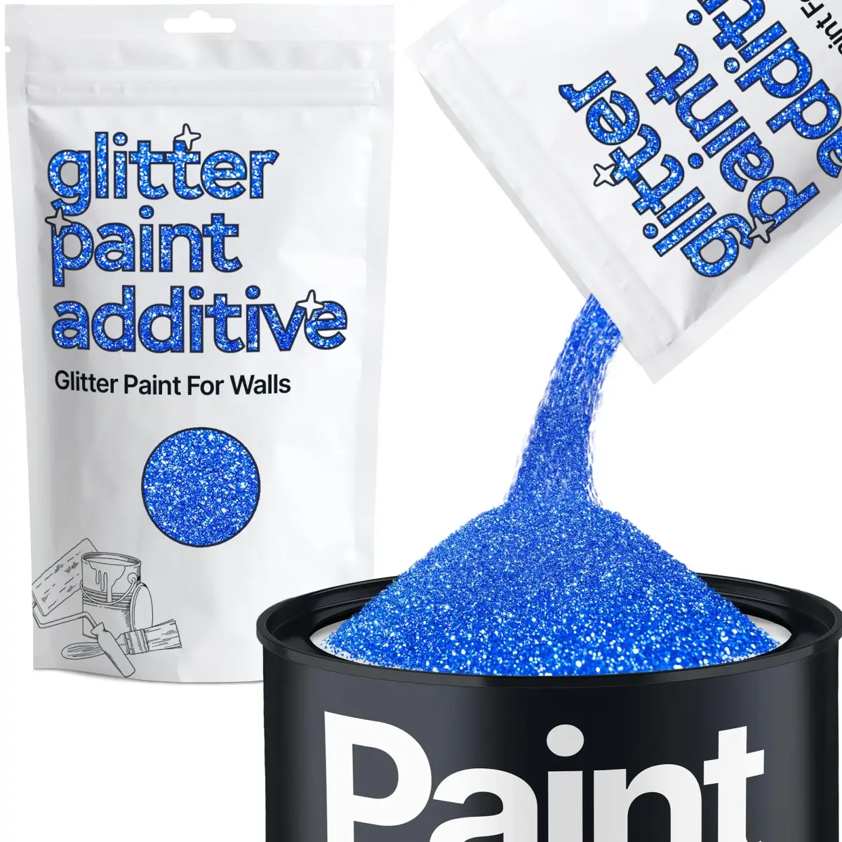 Hemway Sapphire Blue Glitter Paint Additive for Walls 100g (3.5oz) | Shimmer Effect for Interior Walls - main product image