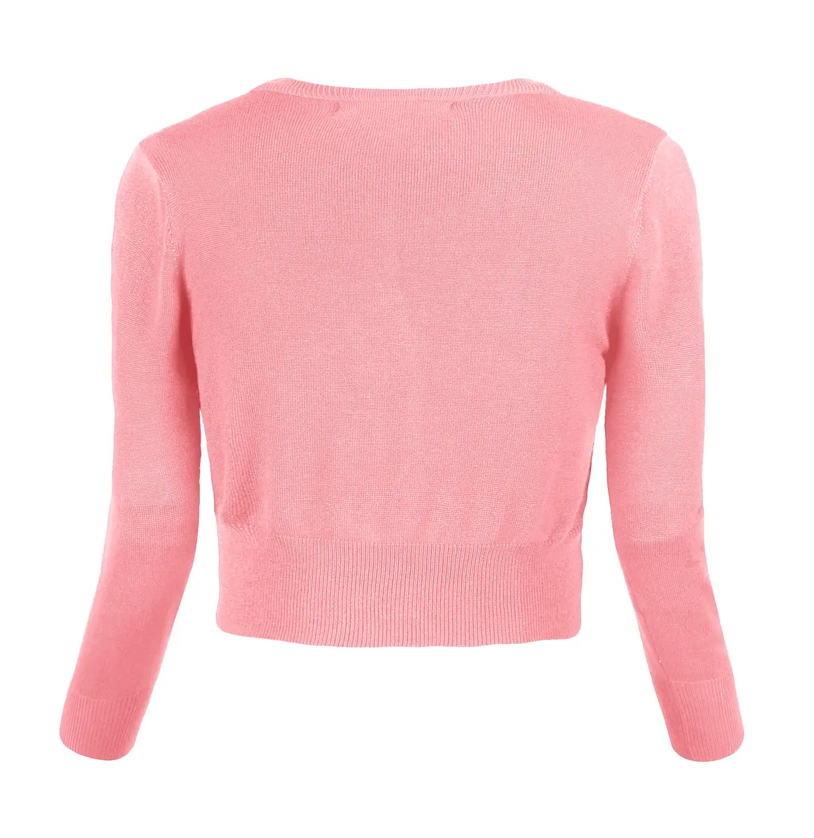 Urban CoCo Women's Cropped Cardigan V-Neck Button Down Sweater 3/4 Sleeve (M, Pink) | Lightweight & Breathable for Indian Climate - view 3