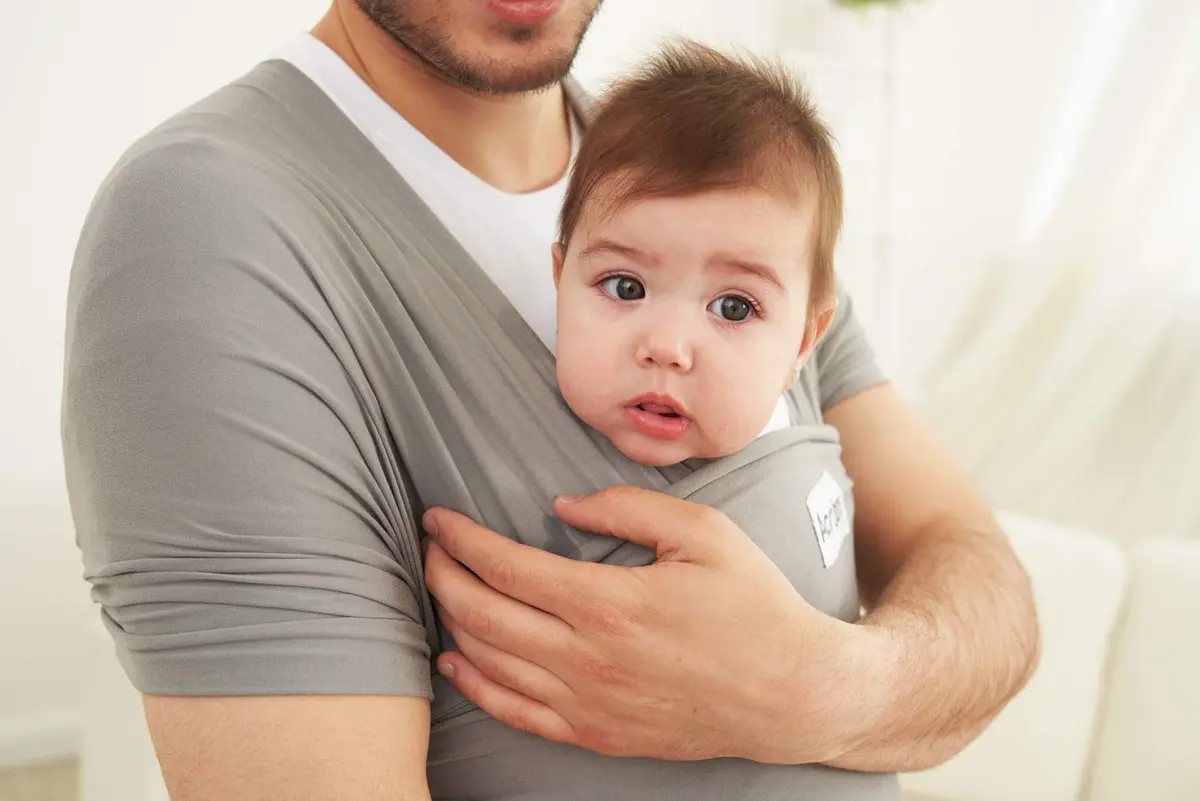 ACRABROS Baby Wrap Carrier Grey | Soft, Breathable, Hands-Free for Newborns to 35 lbs - view 6