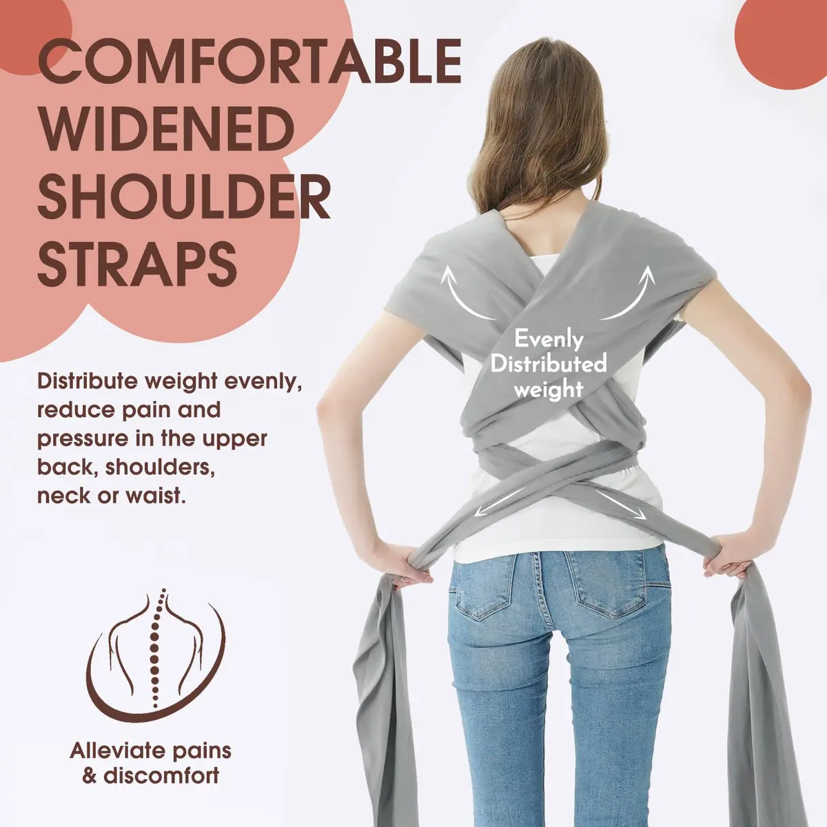 ACRABROS Baby Wrap Carrier Grey | Soft, Breathable, Hands-Free for Newborns to 35 lbs - view 3