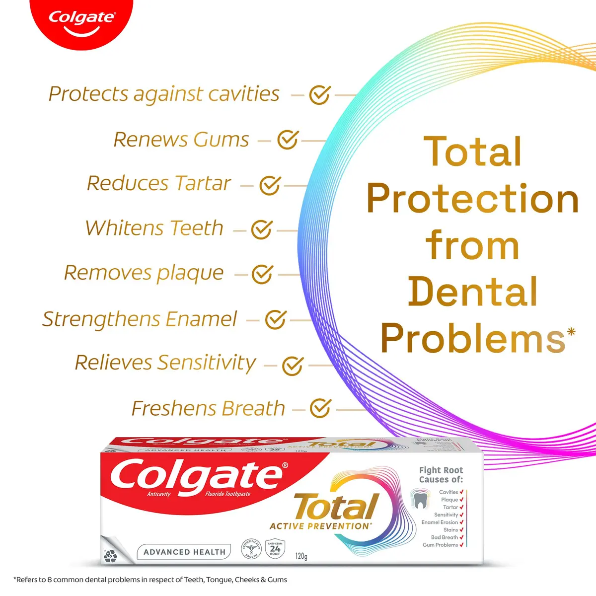 Colgate Total Care Toothpaste 120GM | 12-Hour Germ Defense & Anti-Germ Shield - view 3