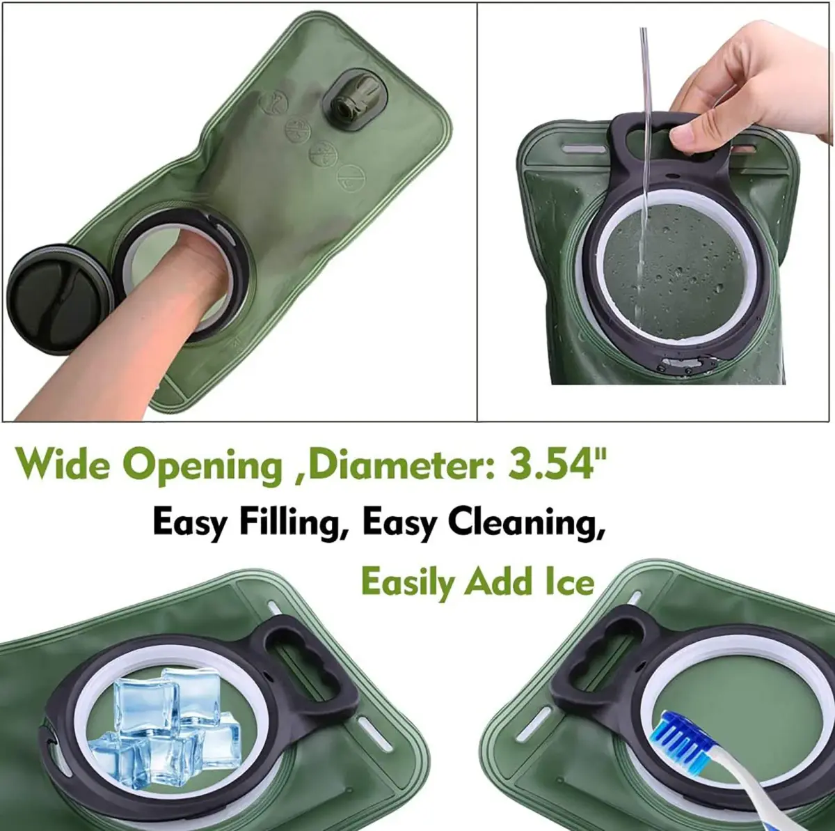 CHERINTI 2L Hydration Bladder with Tube | Military Green, 2L (67.6 Fl Oz) - view 5