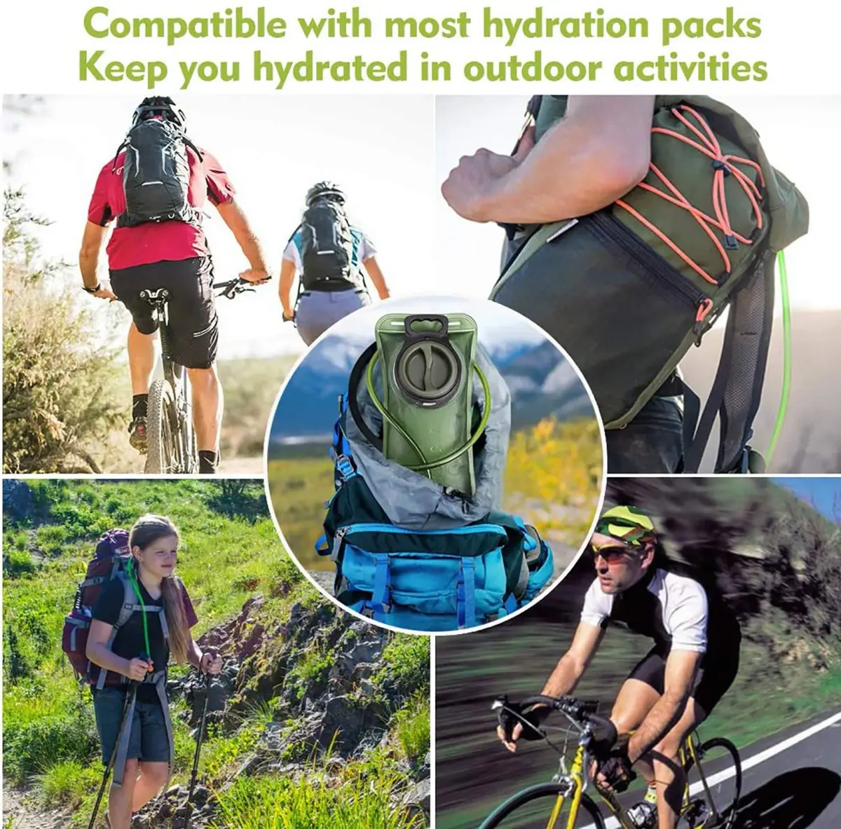 CHERINTI 2L Hydration Bladder with Tube | Military Green, 2L (67.6 Fl Oz) - view 7