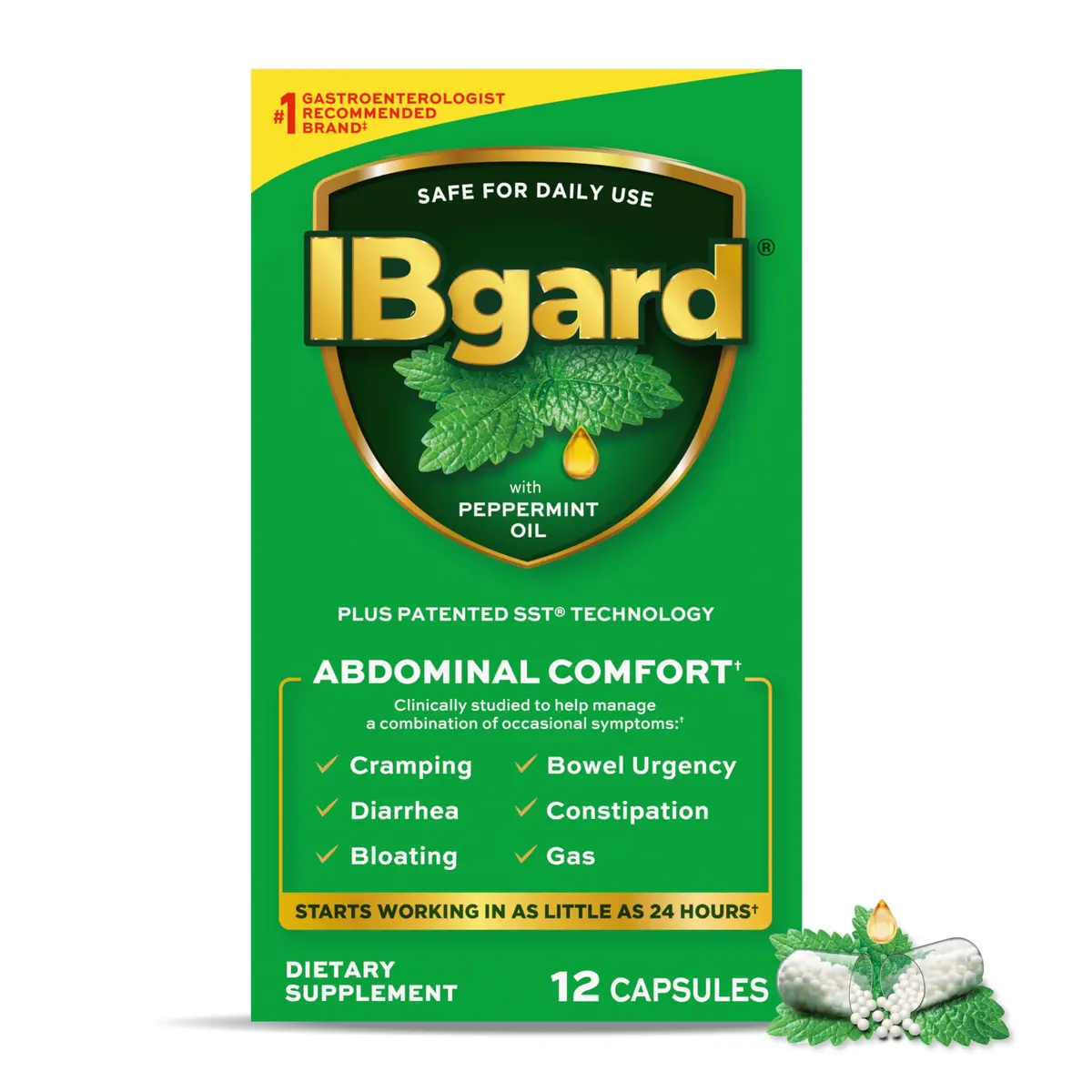 IBgard Gut Health Supplement Peppermint Oil Capsules 96 Count | Supports Abdominal Comfort - main product image