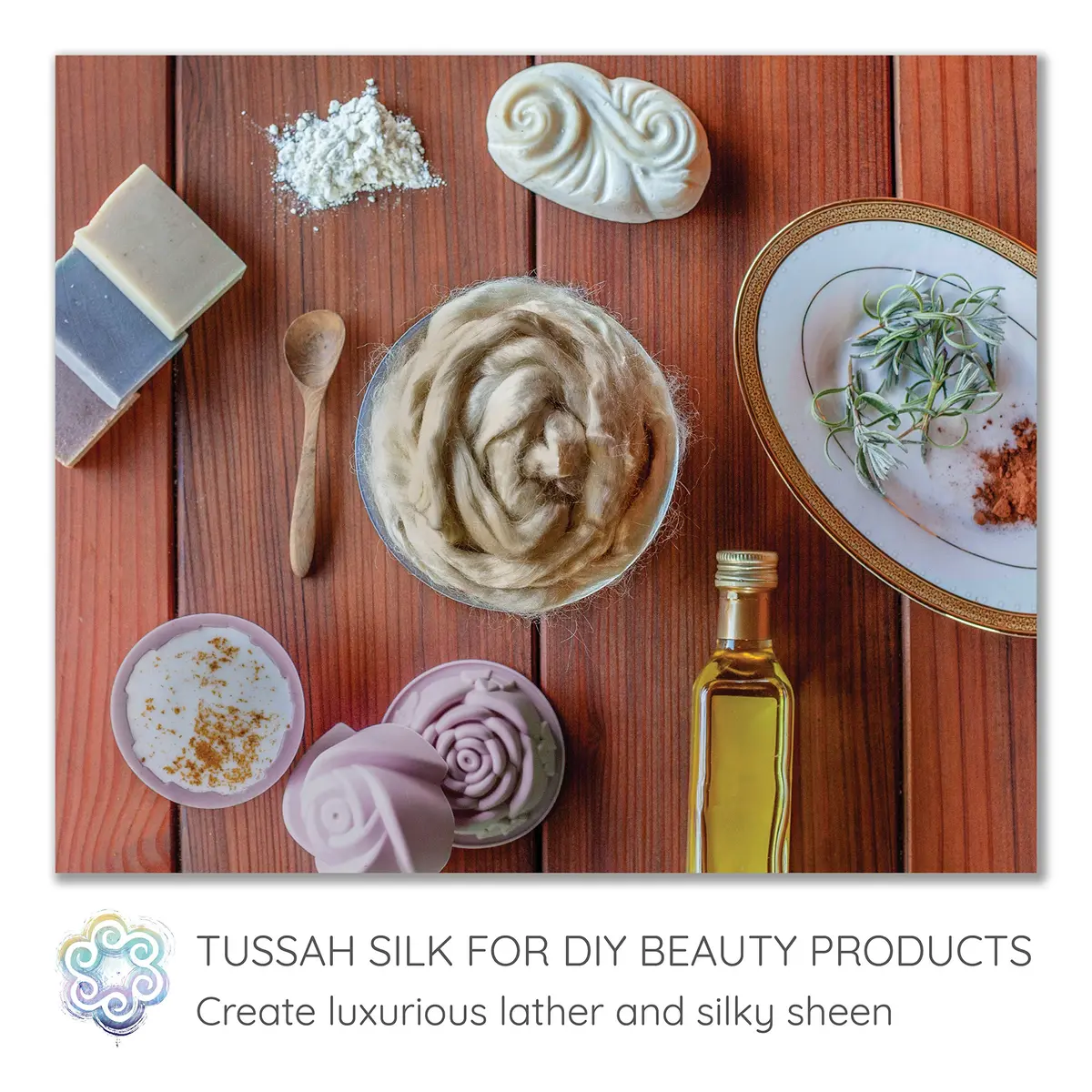 Living Dreams Yarn Golden Tussah Silk Fiber 50g (1.76 oz) | Premium Grade for Cold Process Soaps, Spinning, Felting - view 2