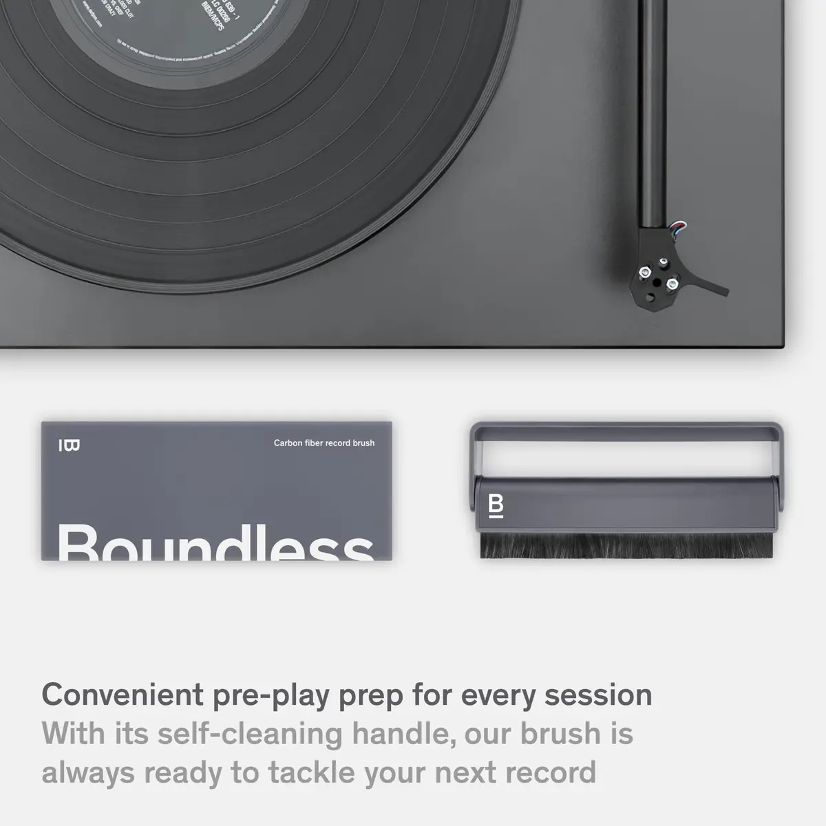 Boundless Audio Carbon Fiber Anti-Static Vinyl Record Cleaner Brush | 11.3cm (4.45in) Midnight Grey - view 9