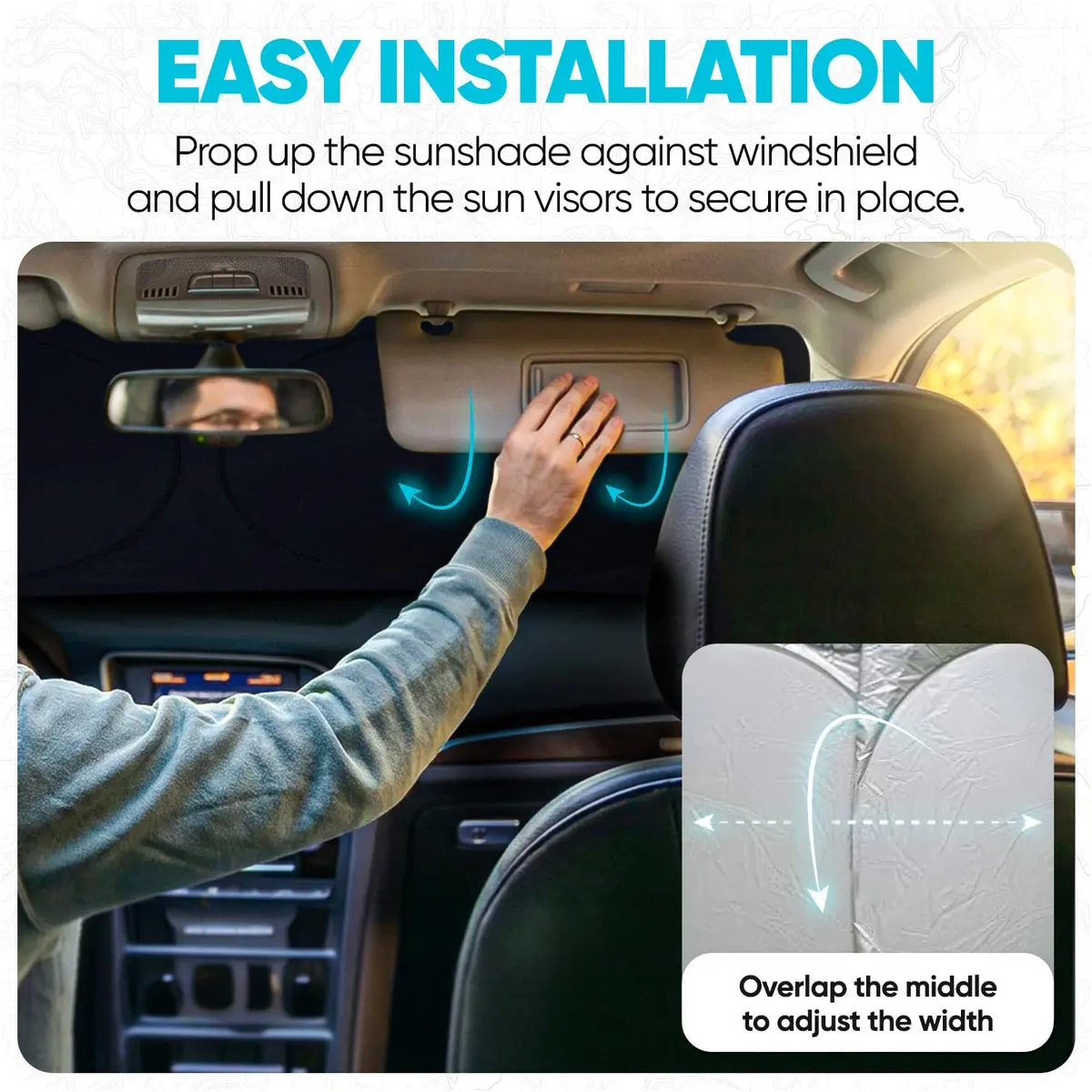 FORTEM Windshield Sun Shade - Standard Size (59" x 31" / 150cm x 79cm) | Blocks Heat & UV Rays - view 6