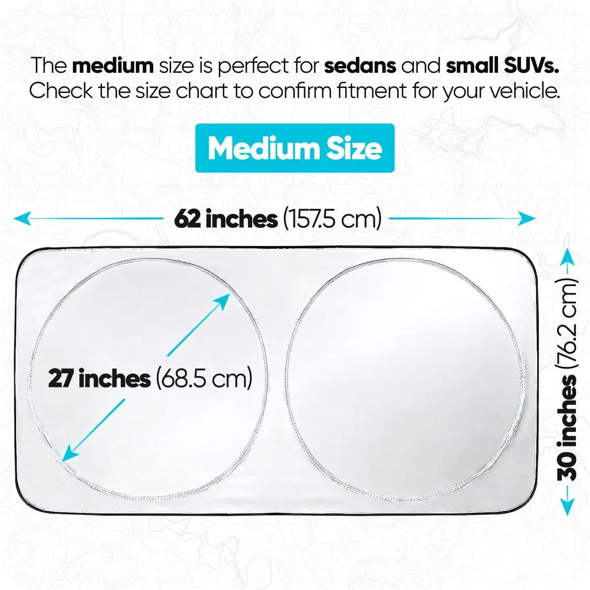 FORTEM Windshield Sun Shade - Standard Size (59" x 31" / 150cm x 79cm) | Blocks Heat & UV Rays - view 3
