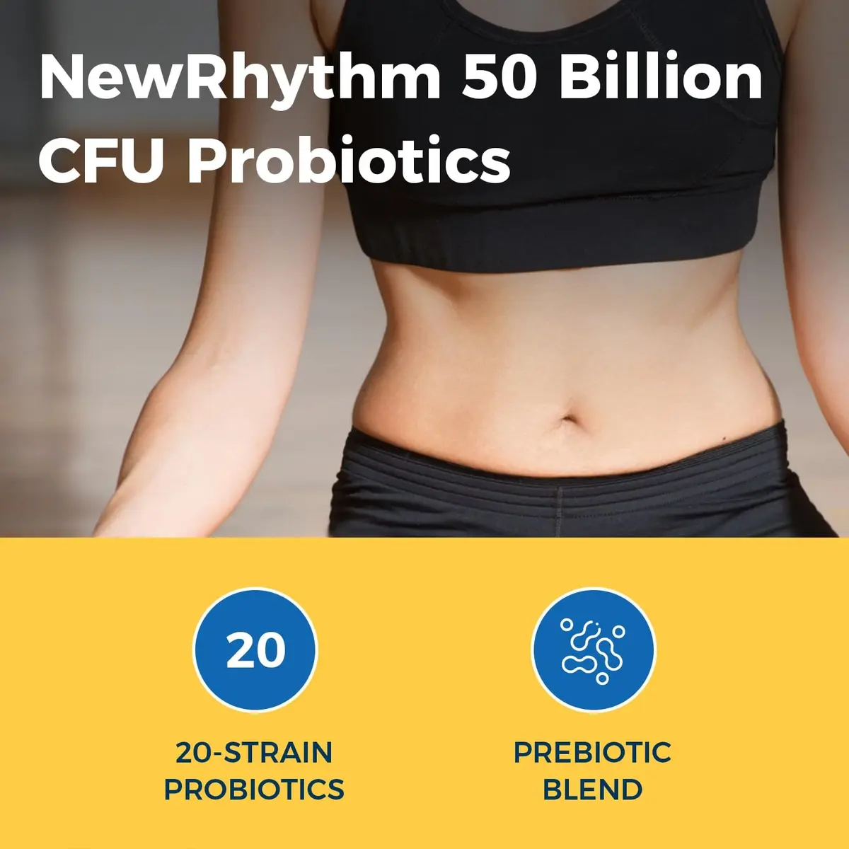 NewRhythm Probiotics 50 Billion CFU 60 Veggie Capsules | Targeted Release for Gut Health - view 3