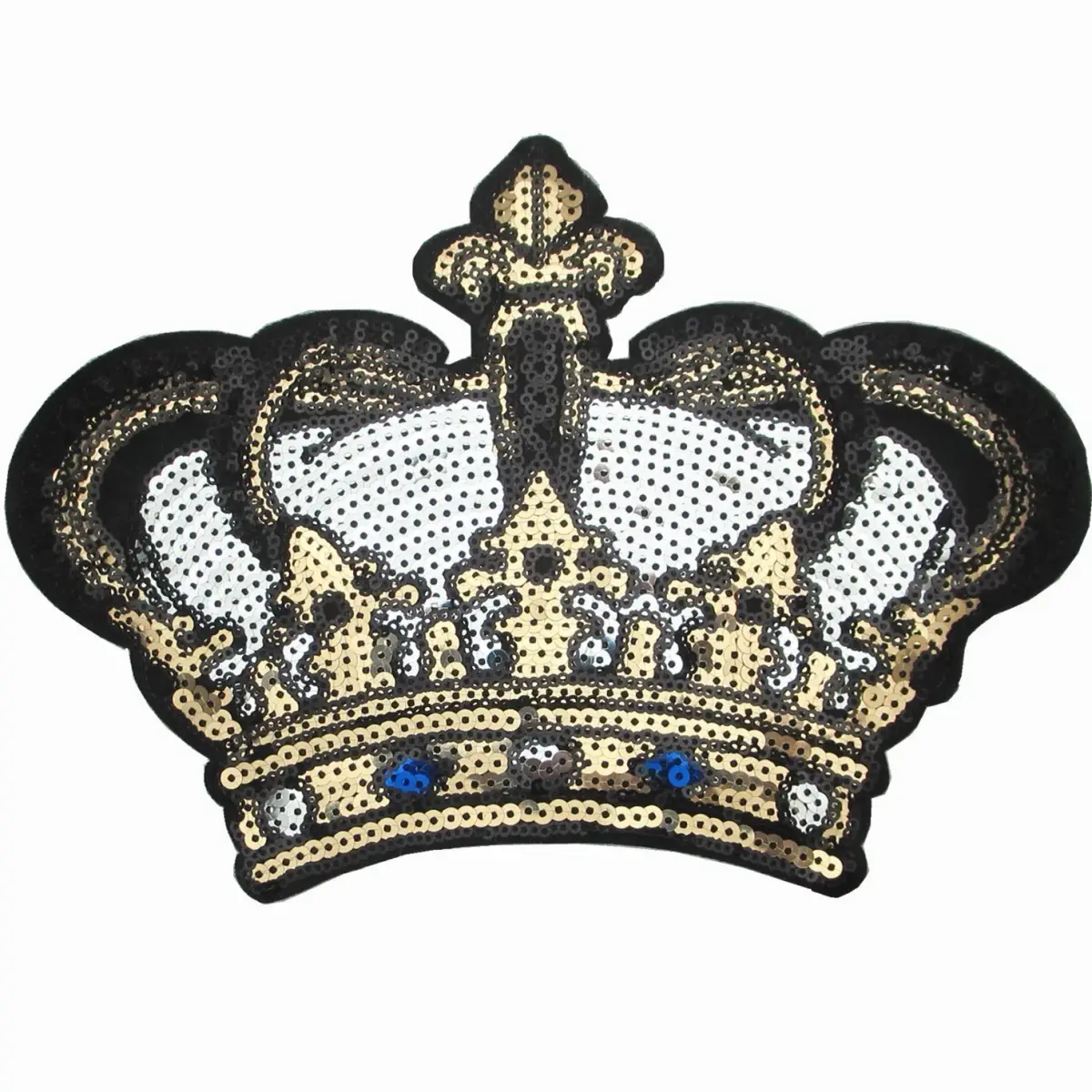 Dandan DIY Embroidered Sequin Patch with Crown Motif 24cm (9.5'') | Sew-on or Iron-on Applique for Clothing & Crafts - main product image