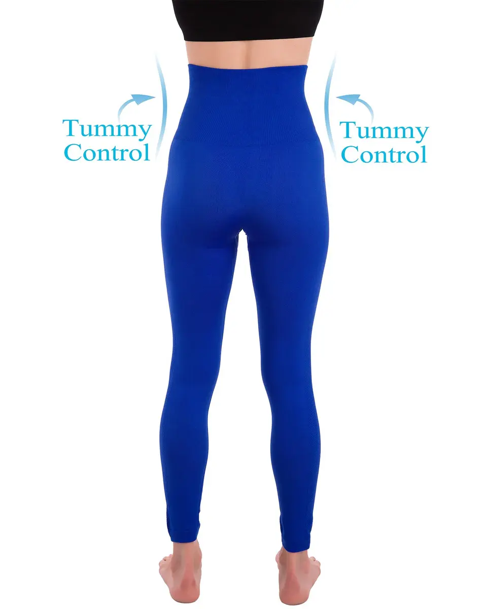 Homma High Waist Compression Leggings for Women Tummy Control Postpartum Seamless Yoga Workout Pants Royal XL | Support postpartum recovery & active wear - view 6